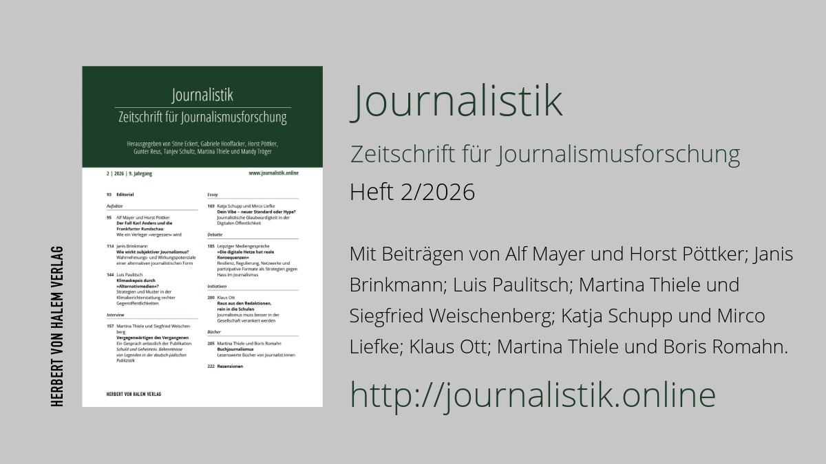 Aktuelle Ausgabe 2/2026 | Journalistik